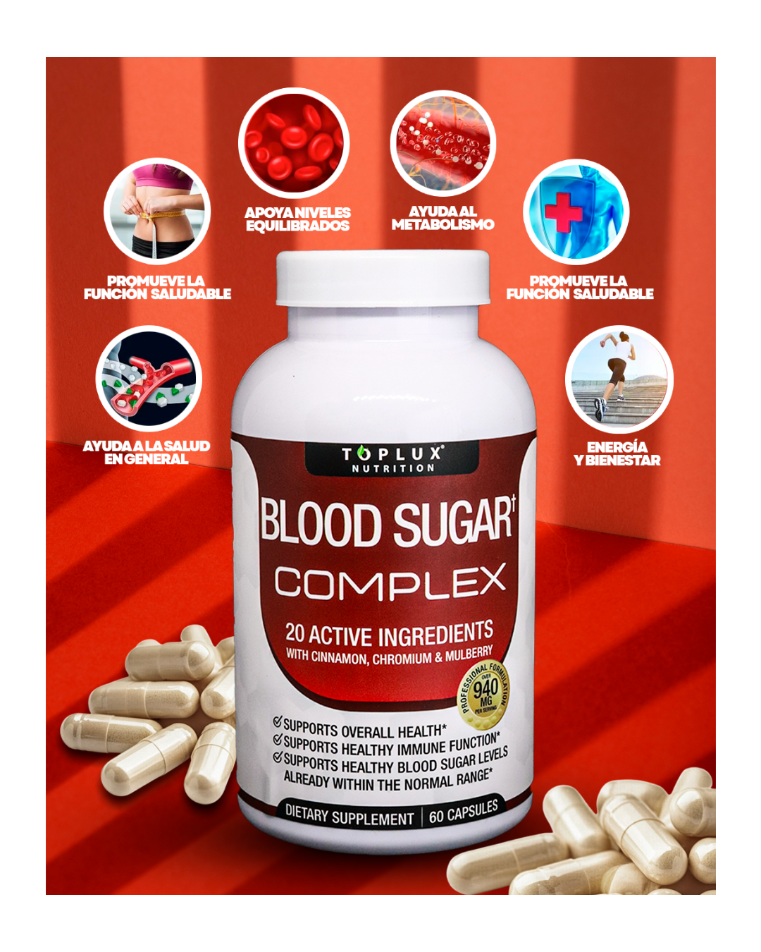 Blood Sugar Complex – Fórmula Avanzada para Apoyar Niveles Saludables de Azúcar en la Sangre y Más Energía Diaria(60 capsulas)