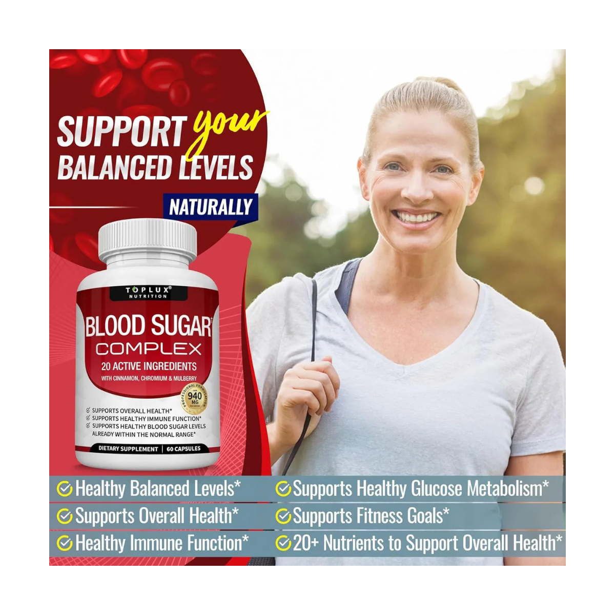 Blood Sugar Complex – Fórmula Avanzada para Apoyar Niveles Saludables de Azúcar en la Sangre y Más Energía Diaria(60 capsulas)