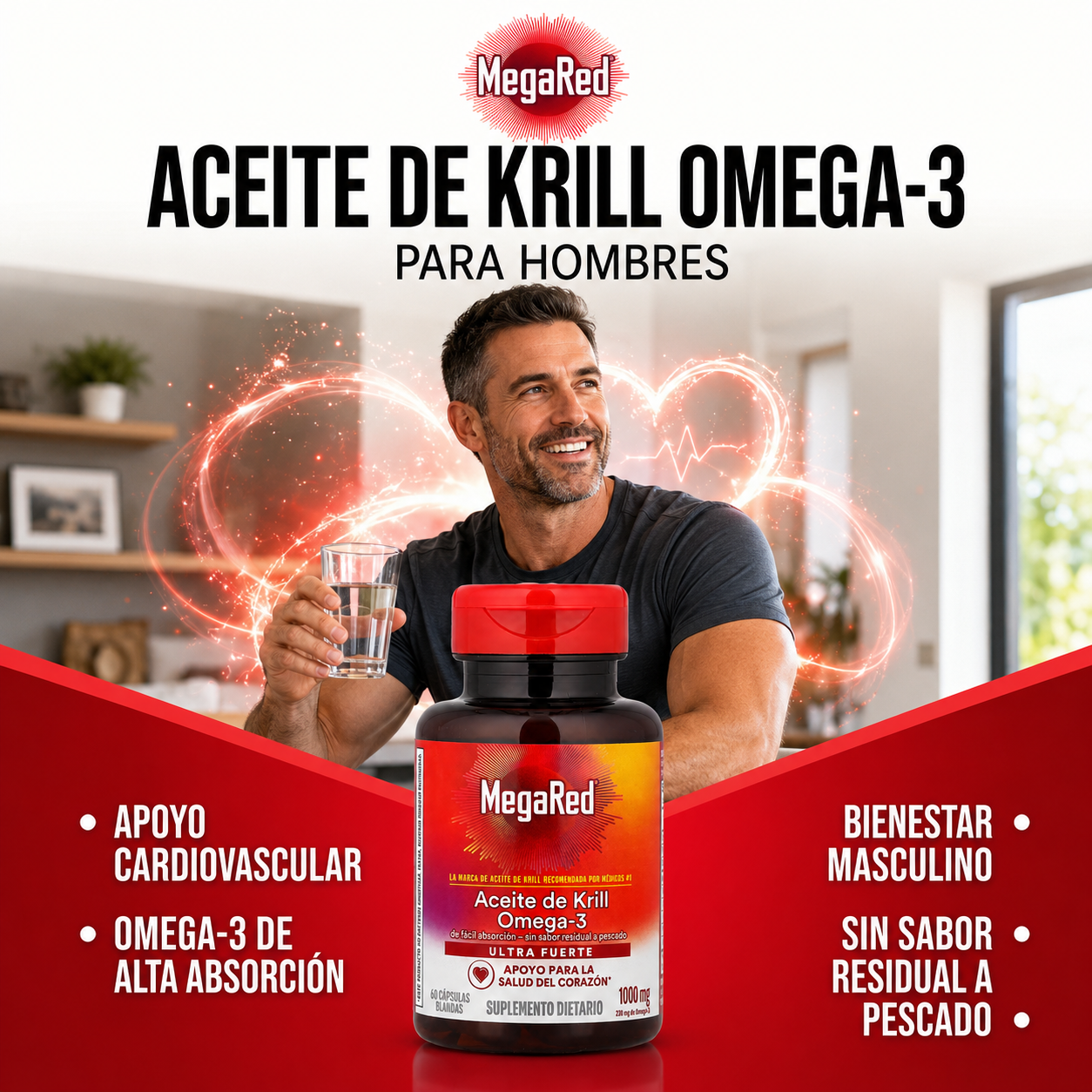 Mega Red Aceite de Krill | Recupera tu vitalidad masculina y salud cardiovascular
