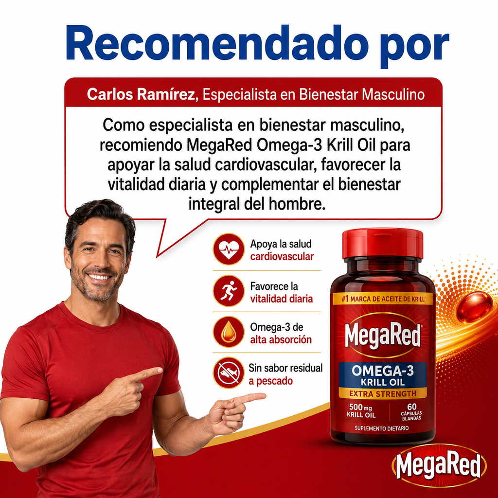 Mega Red Aceite de Krill | Recupera tu vitalidad masculina y salud cardiovascular
