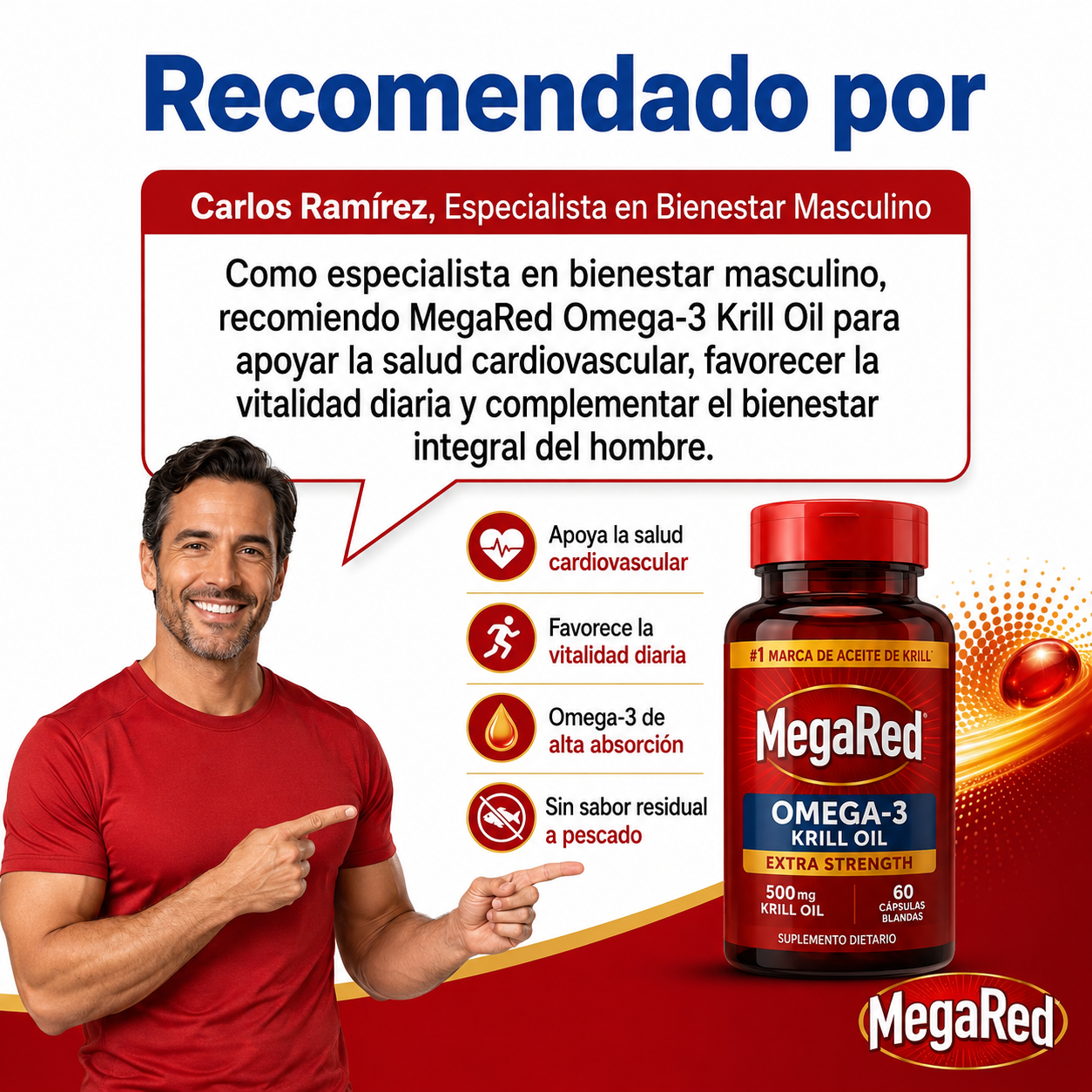 Mega Red Aceite de Krill | Recupera tu vitalidad masculina y salud cardiovascular