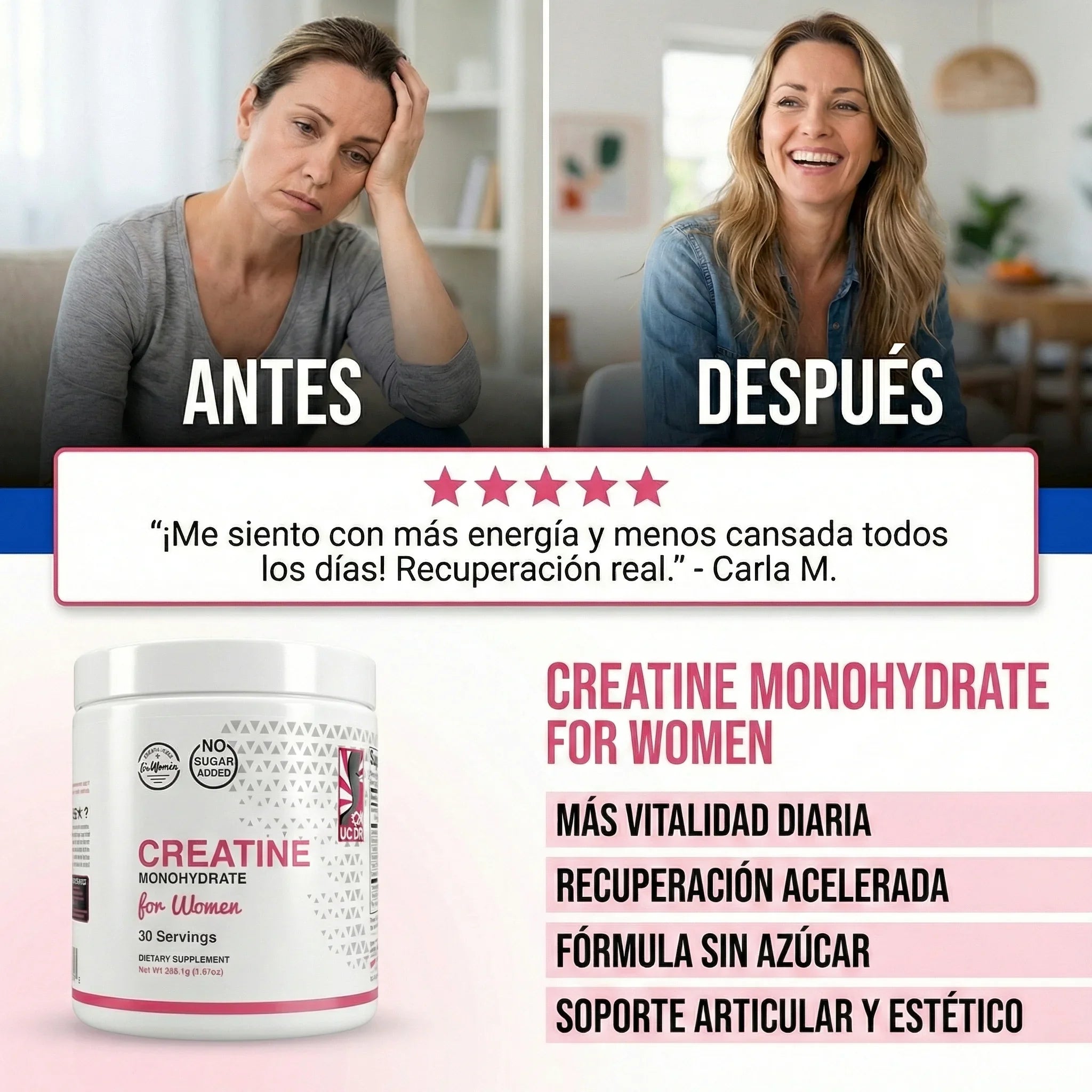 Creatina Old School para mujeres| más energía, fuerza y resultados visibles