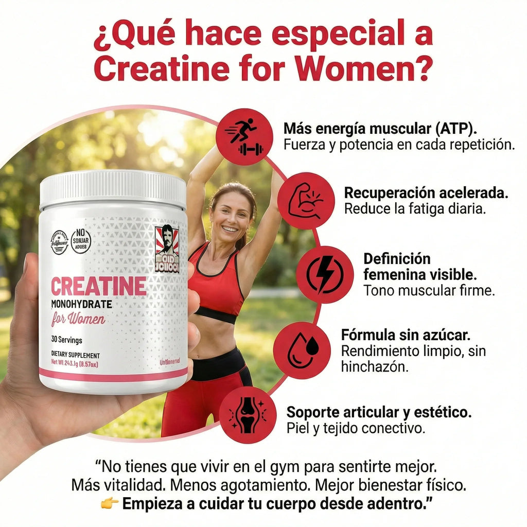 Creatina Old School para mujeres| más energía, fuerza y resultados visibles